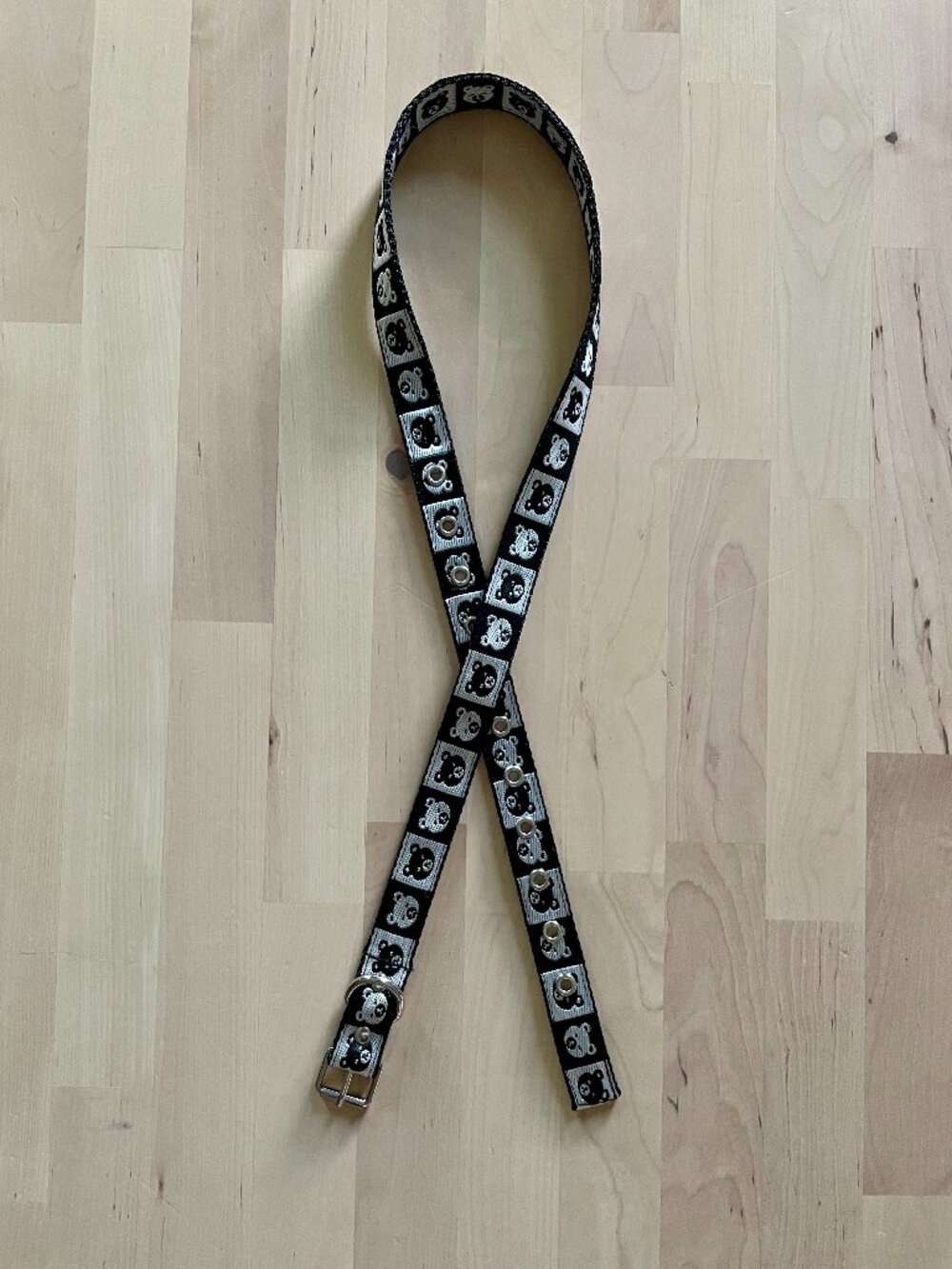 Teddy Fresh Women's Black & White Checkered Woven Bear Tape Belt size SM/MD NEW